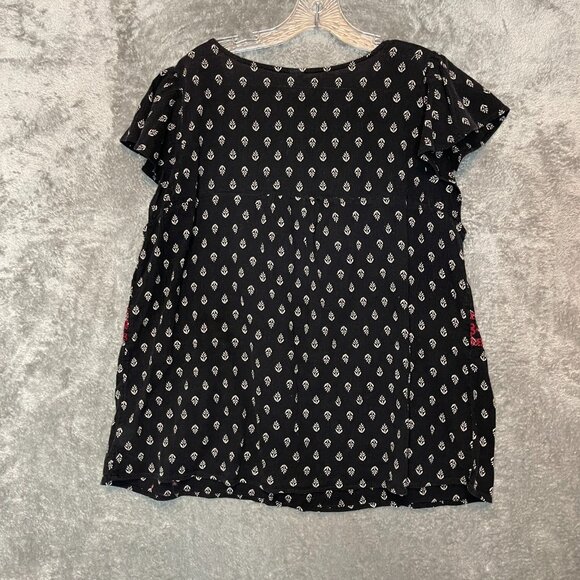 Old Navy Women Boho Peasant Floral Flutter Sleeve Embroidered Tassel Top 2XL - Picture 2 of 10